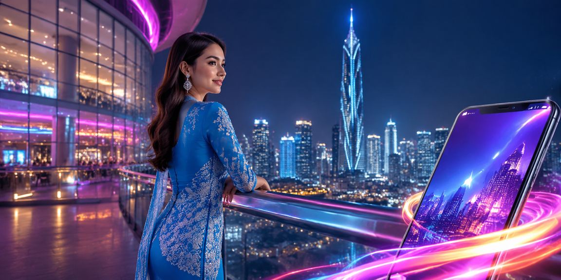 Pengguna Malaysia bermain kasino mudah alih cb2 di Kuala Lumpur dalam pakaian baju kurung